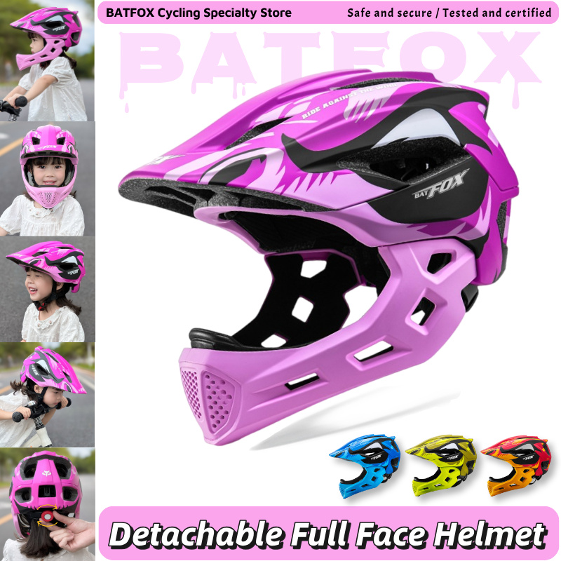 Youth Cycling Gear - Casco Integrale BATFOX per Bambini, Casco